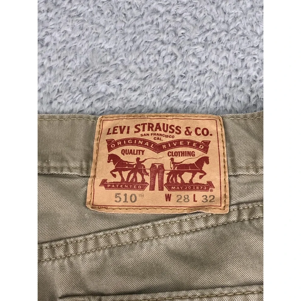 Levi's 510 Jeans Mens Size 28x30 (Tag 28x32) Brown Skinny Denim